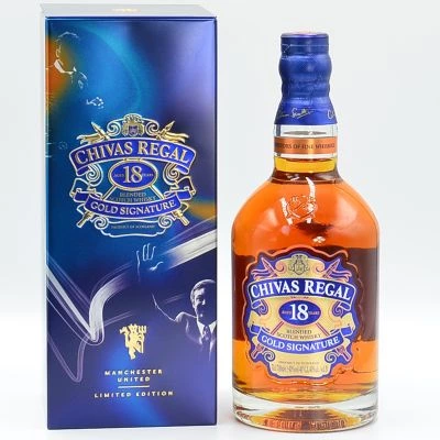 Chivas Regal 18 Year Old Scotch Whisky Gold Signature Manchester United
