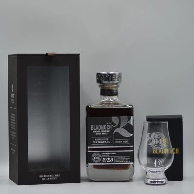 Bladnoch Waterfall Lowland Whisky 2023 Exclusive Release Batch 4 and Glass