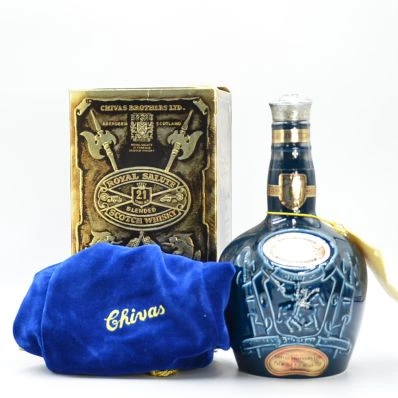 Chivas Royal Salute 21 Year Old Scotch Sapphire Flagon 1980s 70 Proof 75.7cl