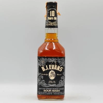B.J.Evans 10 Year Old Sour Mash Whiskey 1990s 86 Proof