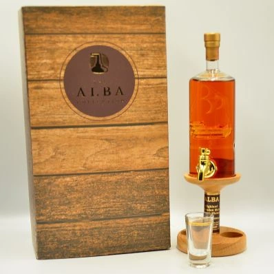 Alba Ship In A Bottle Refillable Whisky Decanter With Tap & 2 Glasses