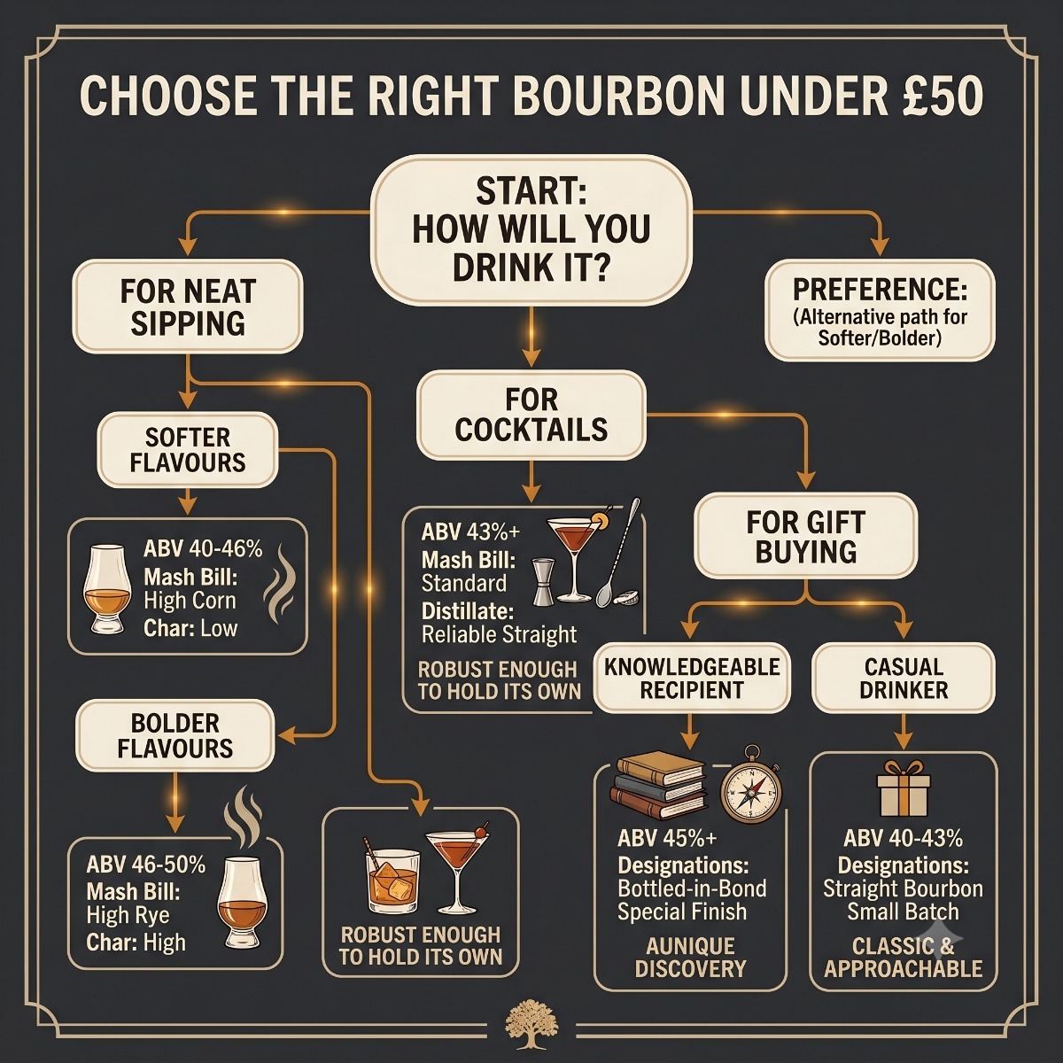 Decision-tree infographic titled
