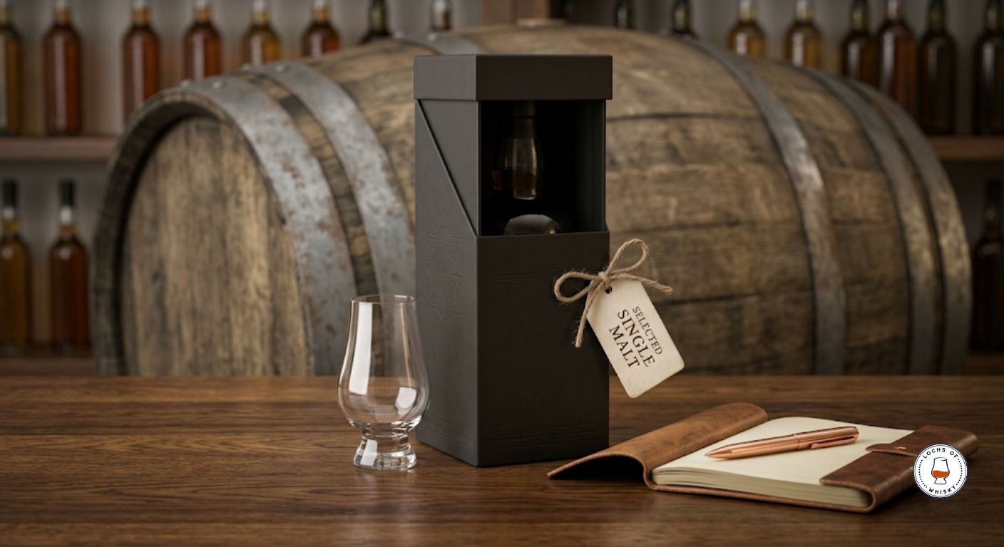 Premium whisky gift presentation illustrating how a quality bottle under £50 can make an excellent present.
